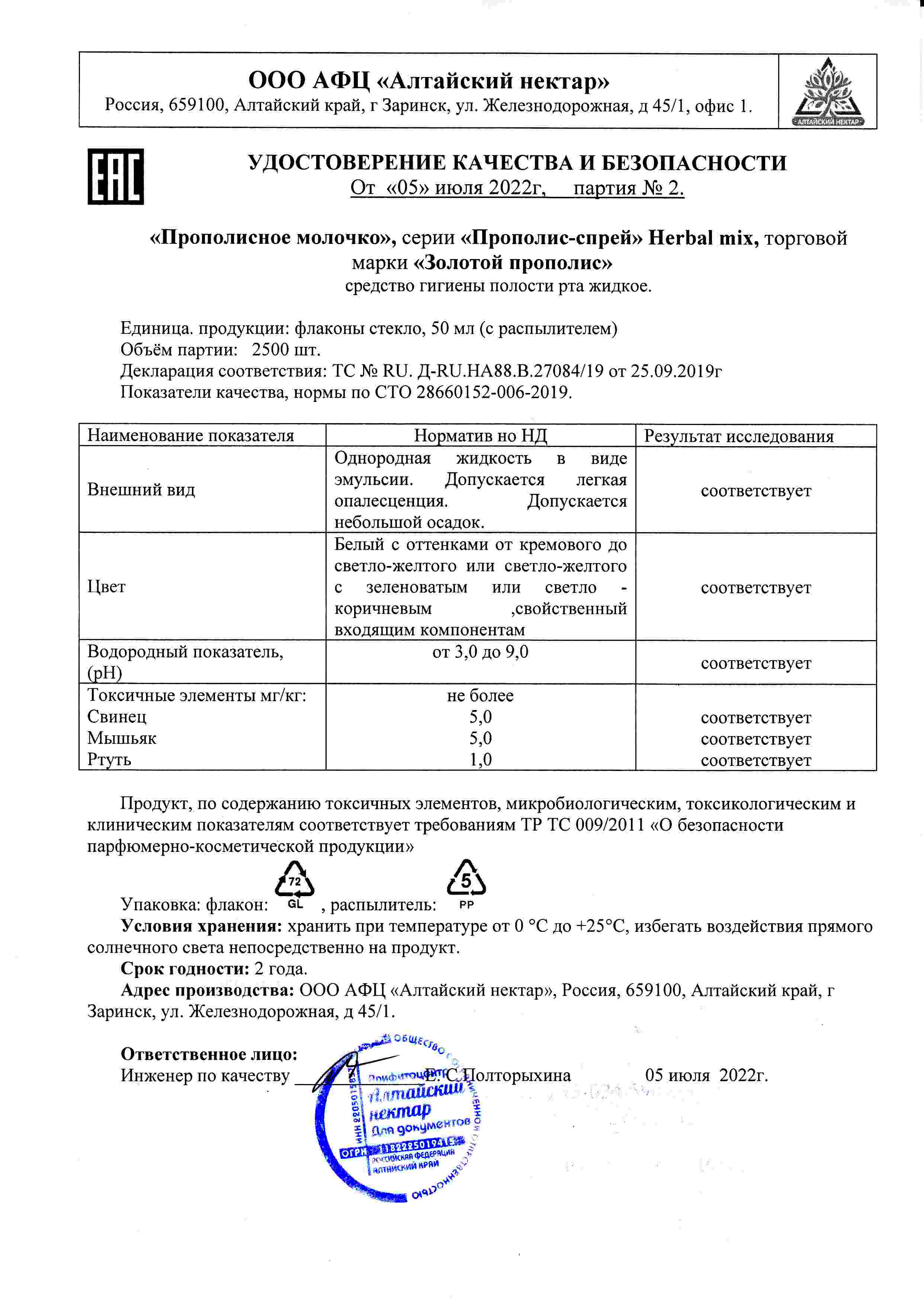 Паспорт №072022